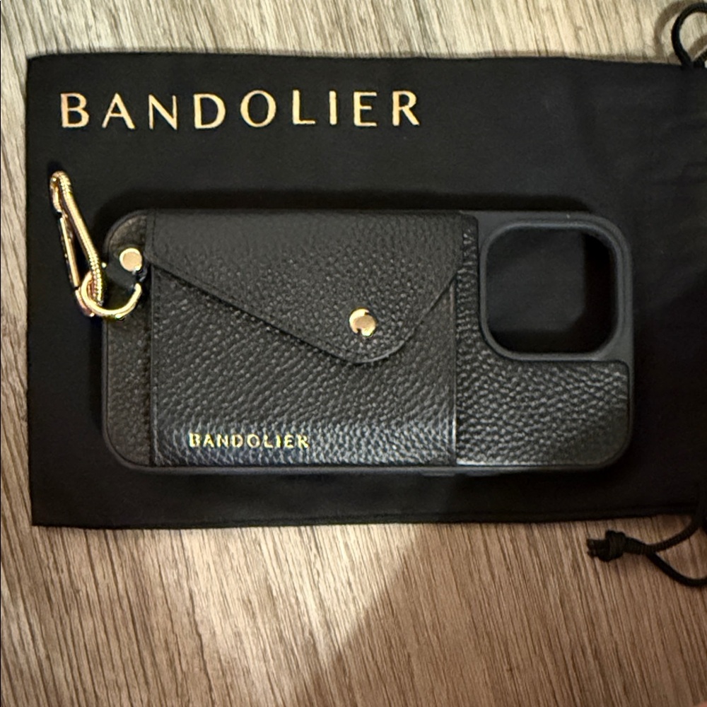 Bandolier Black Pebbled Leather Phone Case